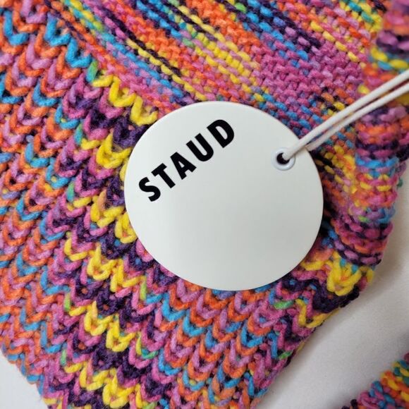 $295 NEW STAUD BENNY SUNSET PINK PURPLE ORANGE TURTLENECK SWEATER M MEDIUM NWT - Picture 10 of 11